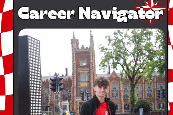 front cover of career navigator online magazine showing student sitting outside one elmwood